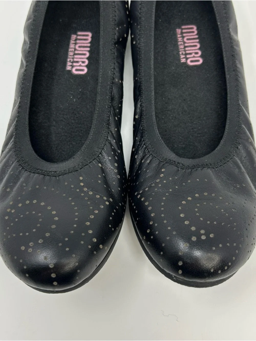 Munro American Womens Ballet Flats Black Metallic Dot Slip-On Comfort Size 9 M